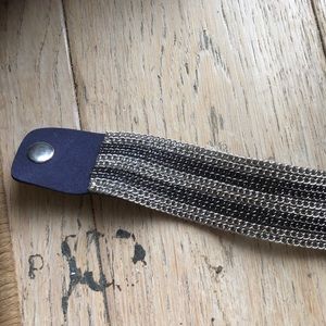 Paparazzi blue bracelet with silver and black chains euc